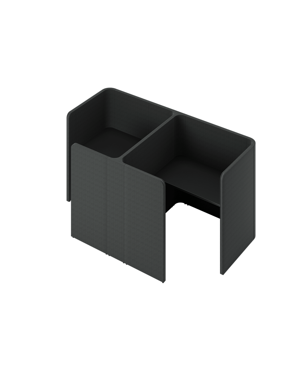 A black study booth with two compartments