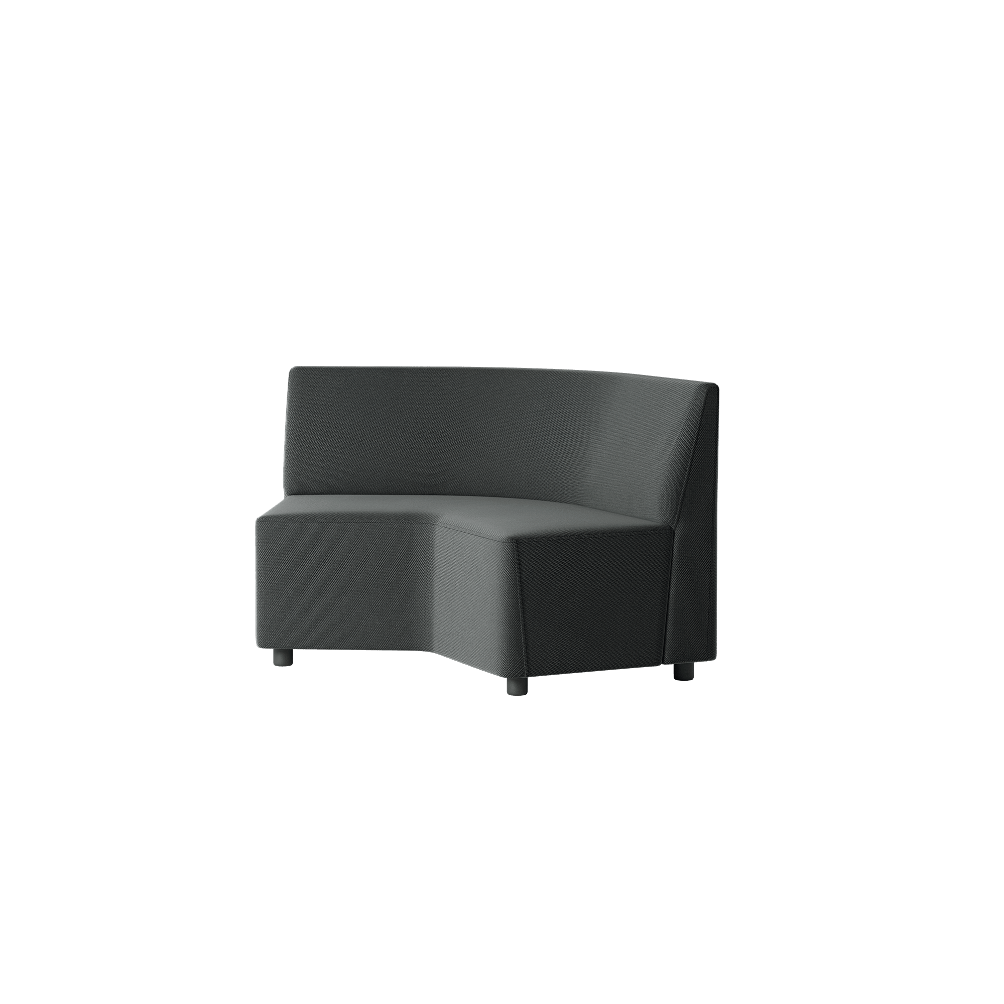 A black curved office sofa