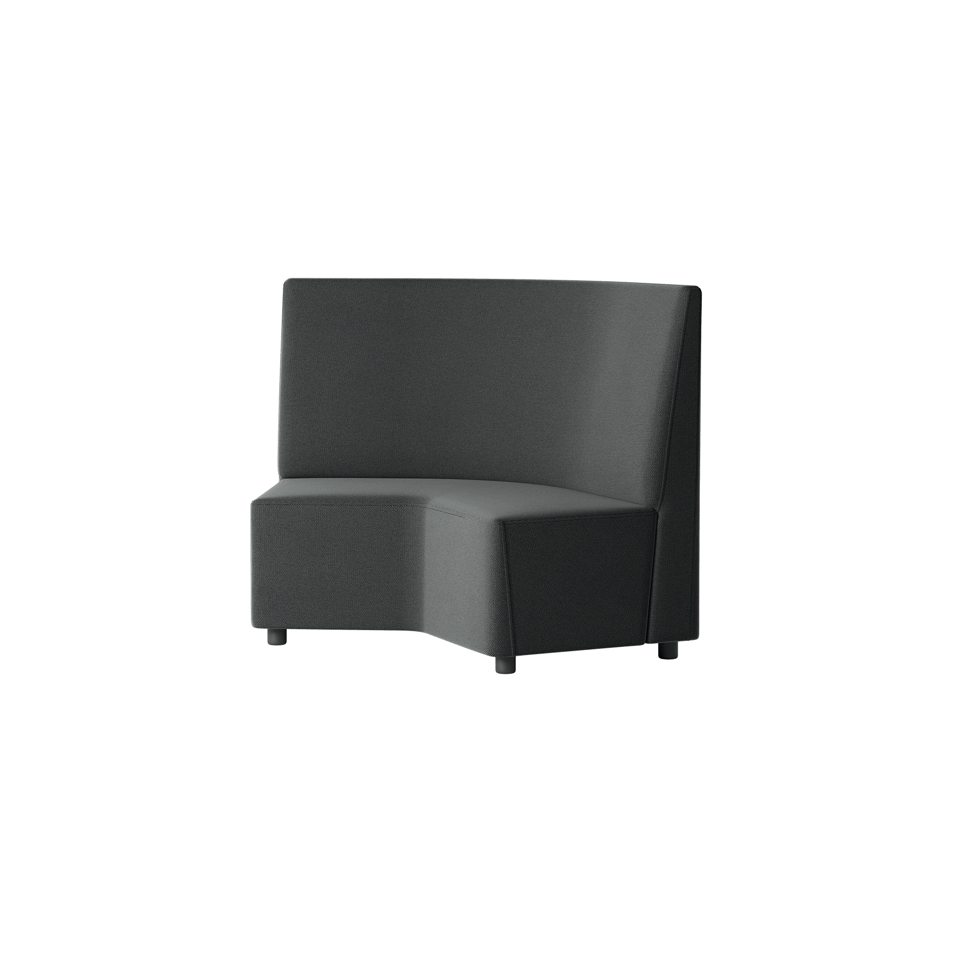 A black curved office sofa