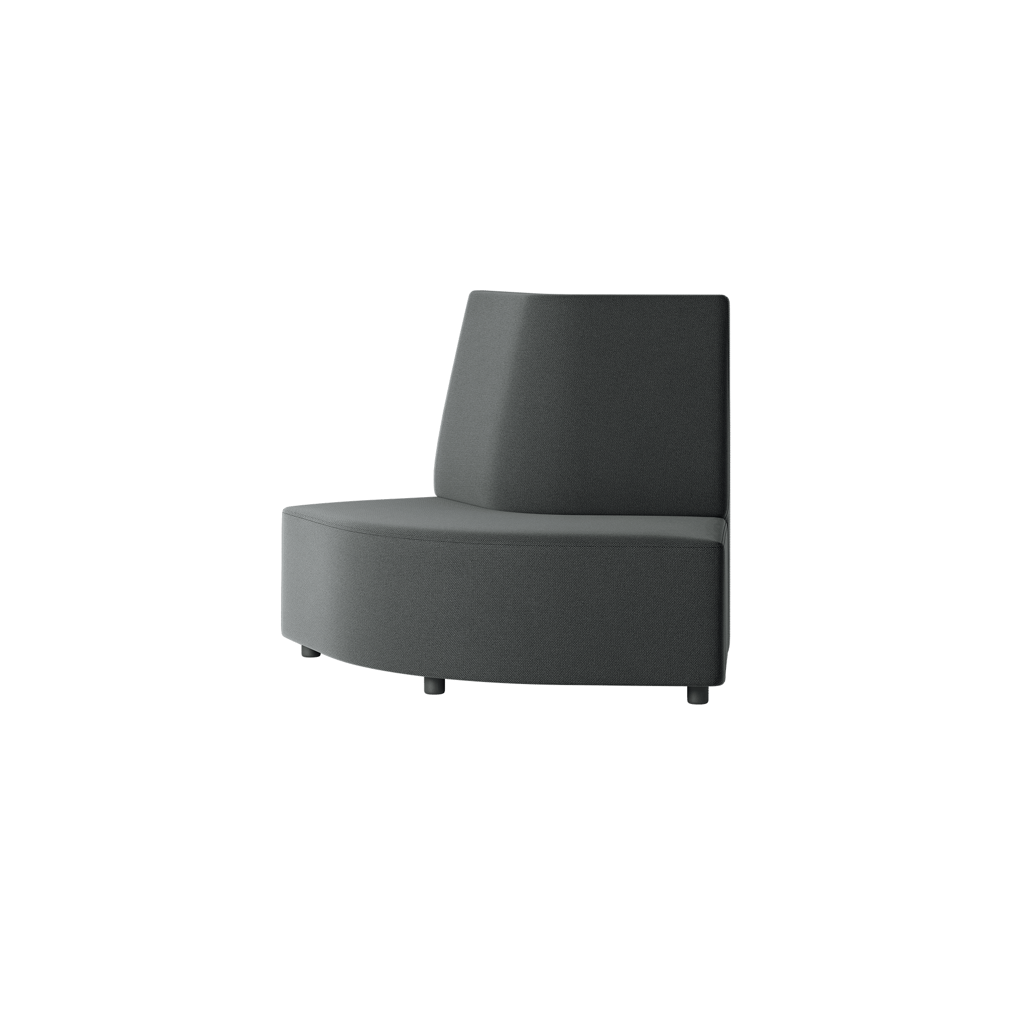 A black curved office sofa
