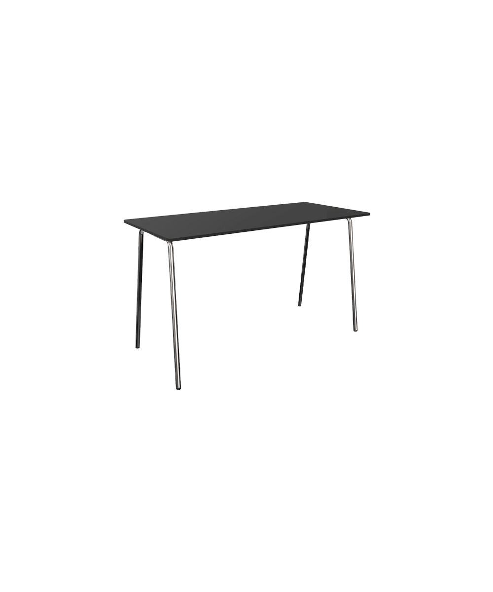 Small black rectangular table with 4 chrone legs