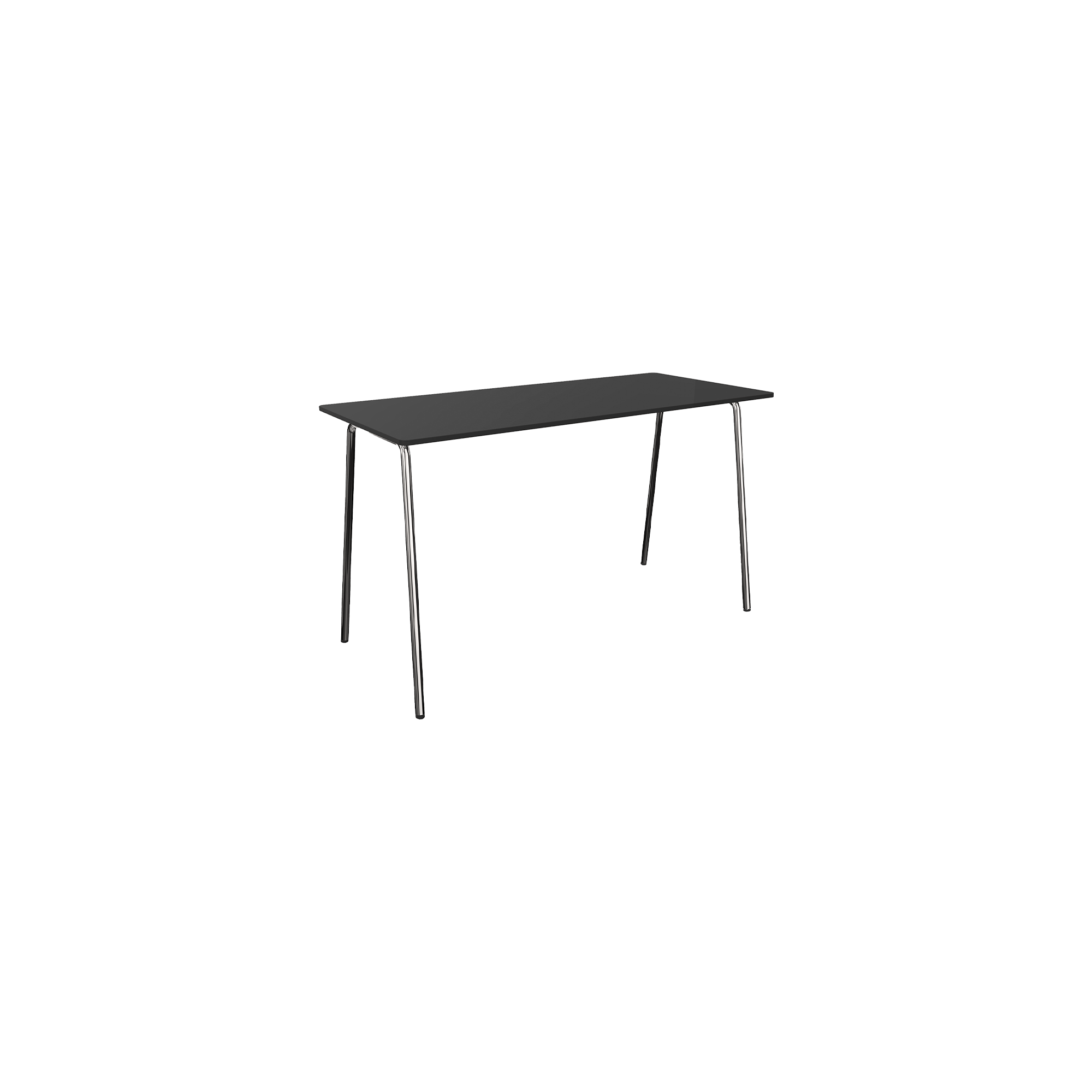 Small black rectangular table with 4 chrone legs