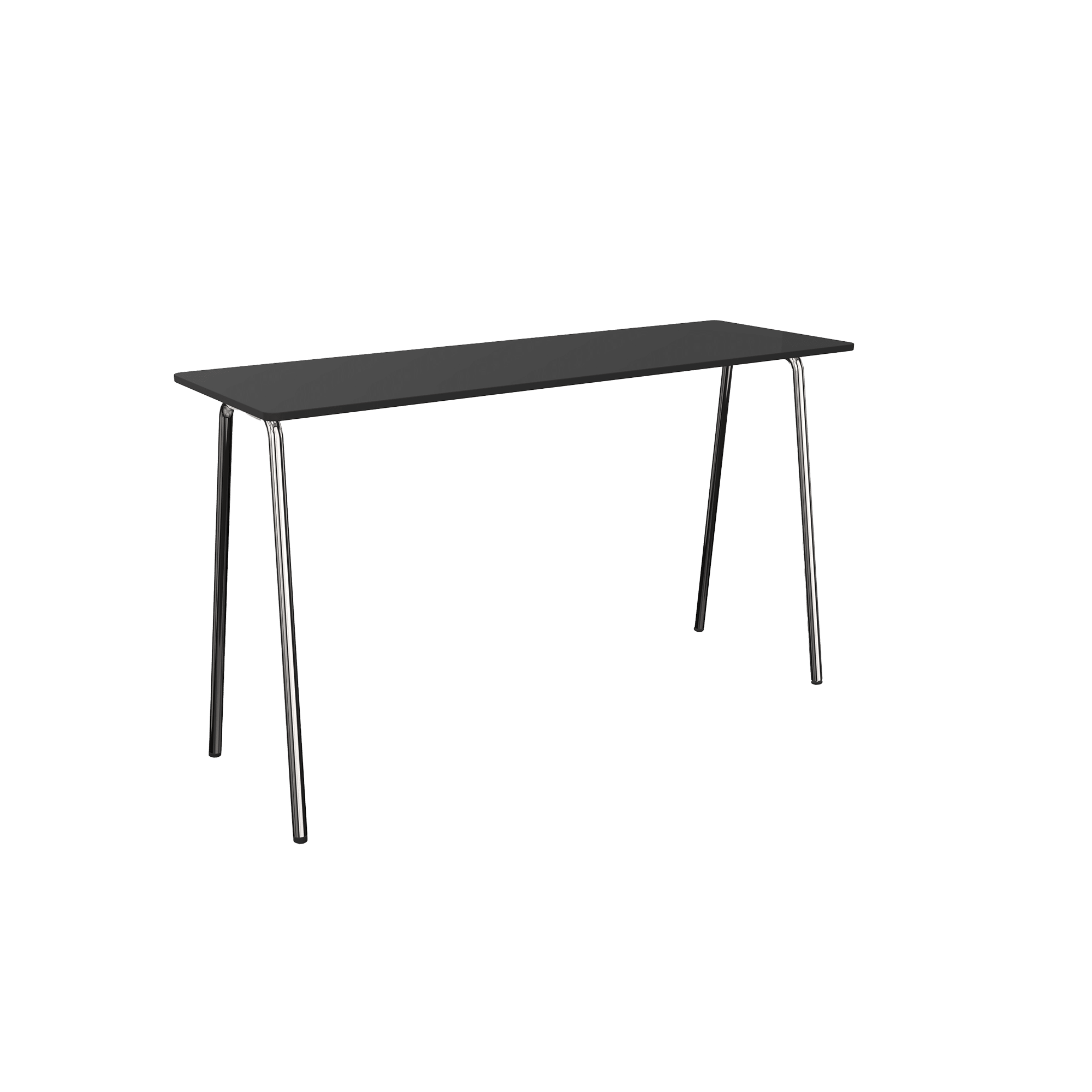 Long Black recetangular standing height table with 4 chrone legs