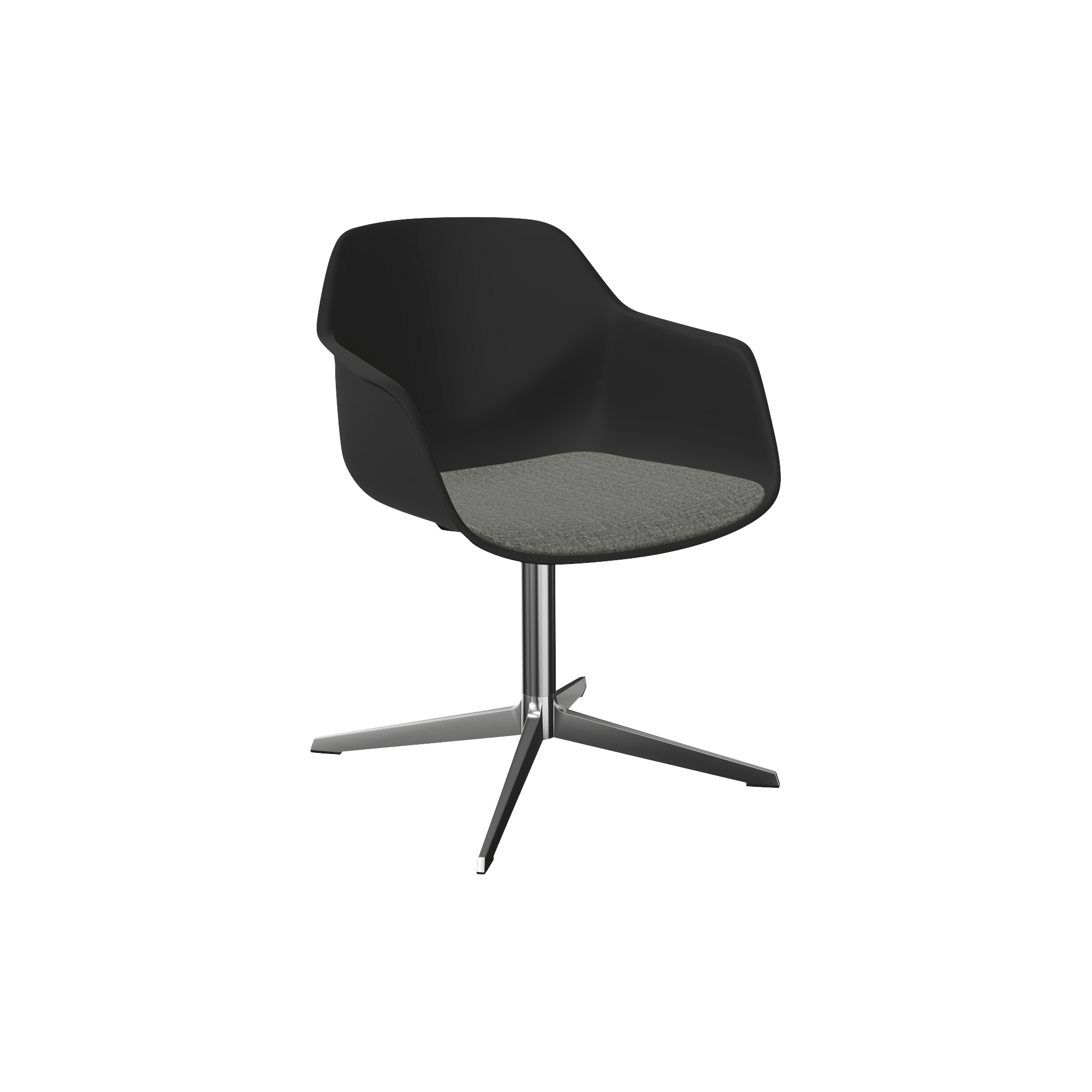 A black swivel chair