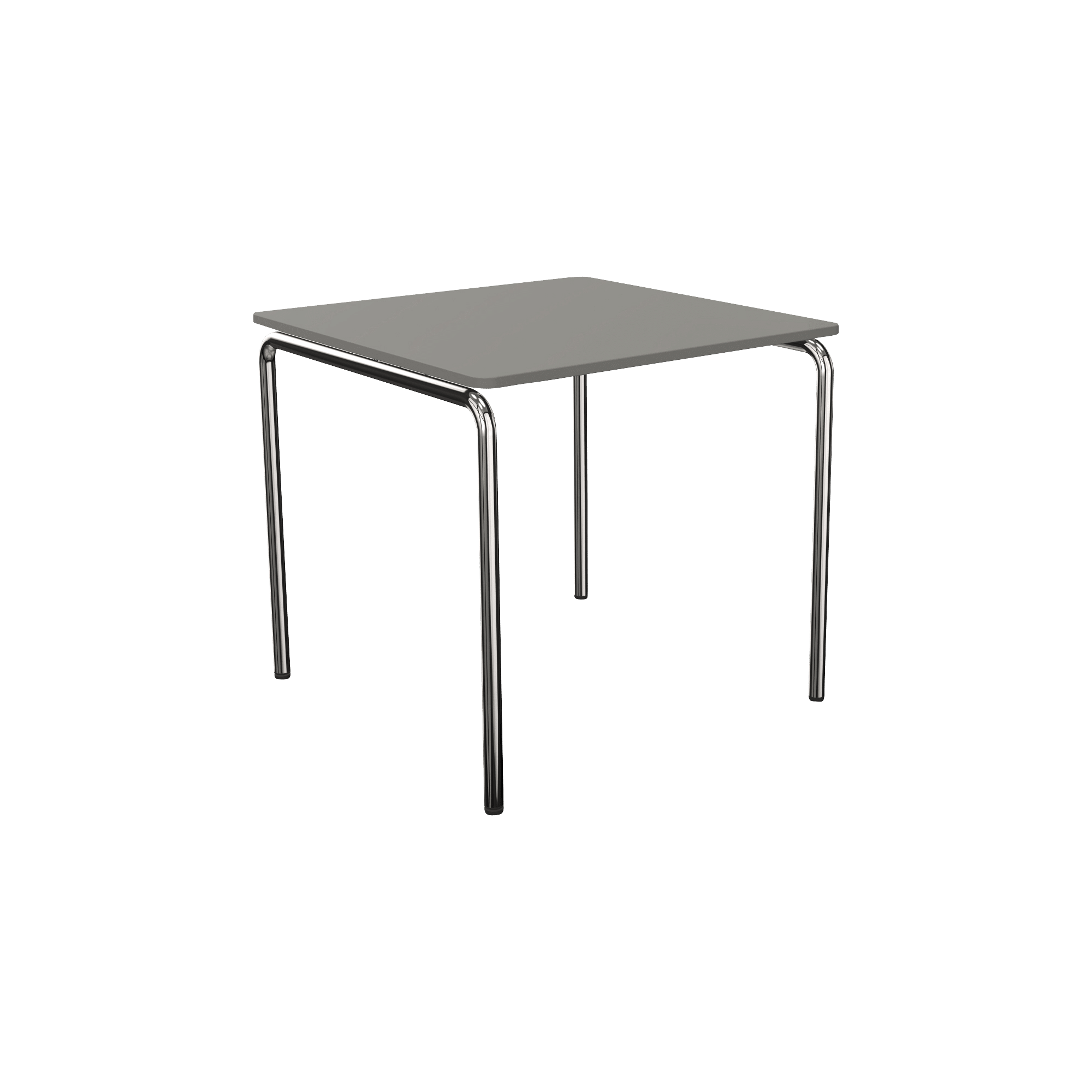 A grey table with a metal frame