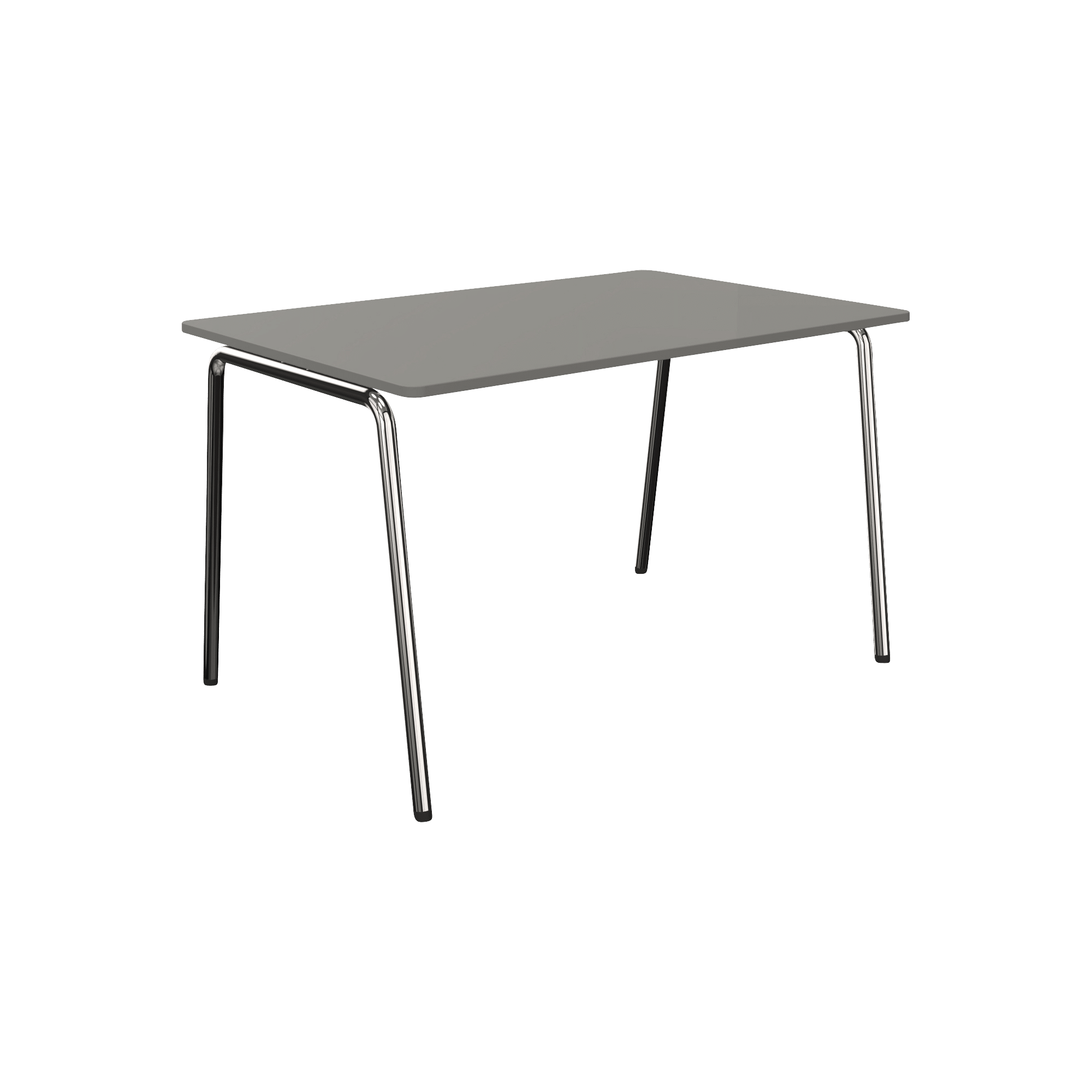 A grey table with a metal frame
