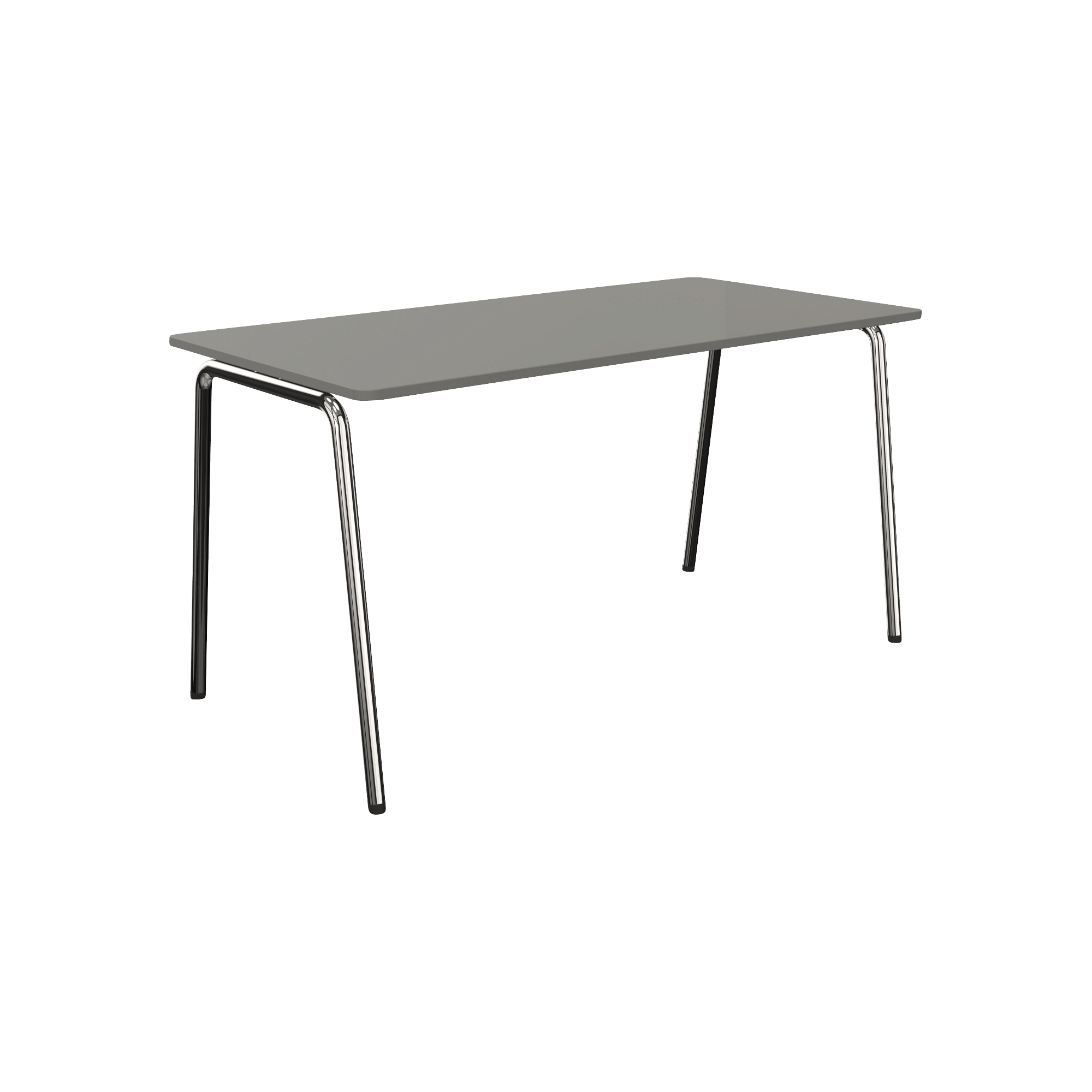 A grey table with a metal frame