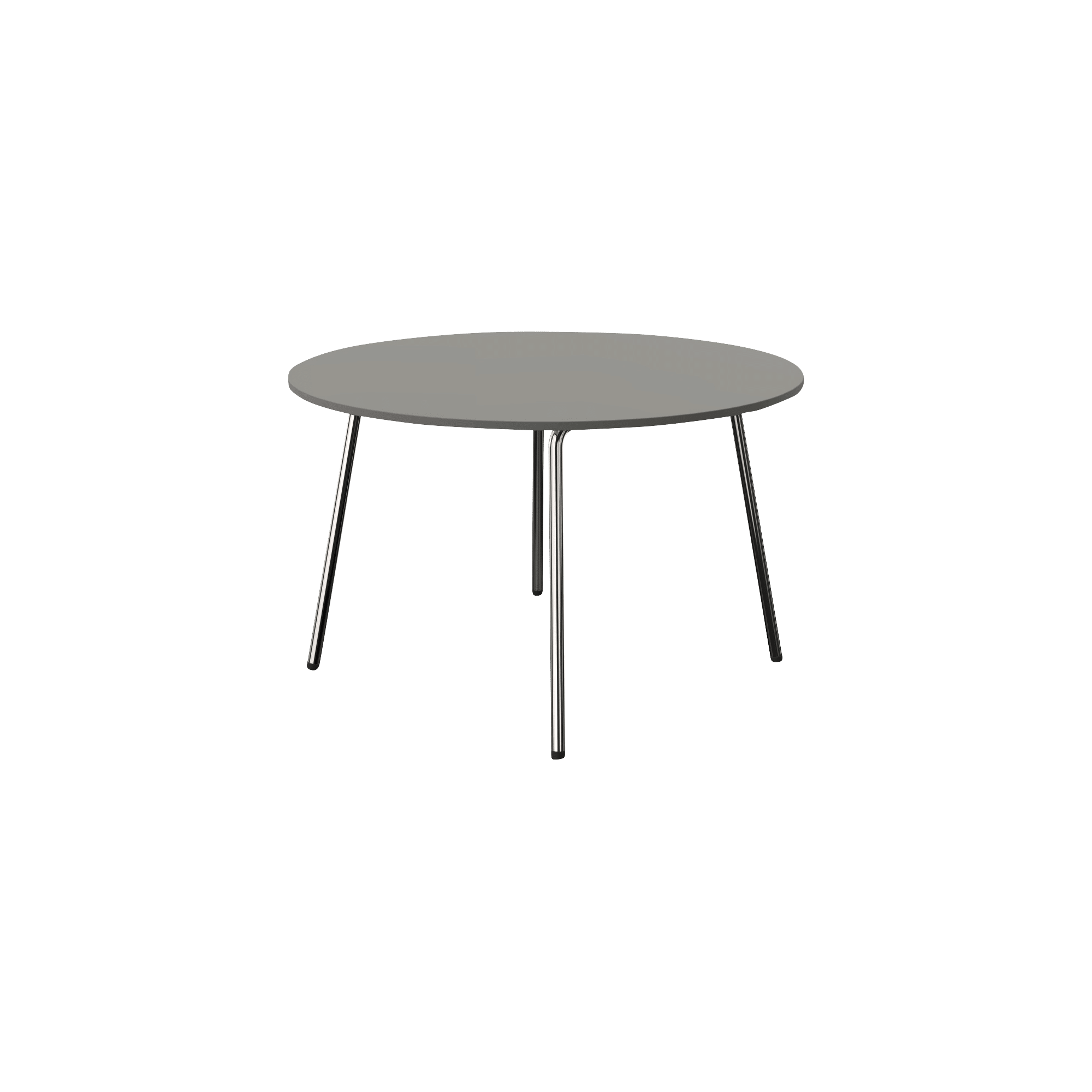 A round table with metal legs