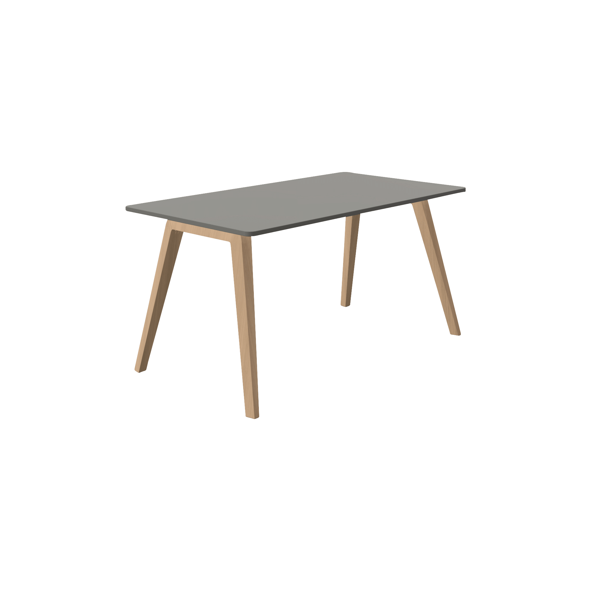 Grey rectangular table with four wooden legs