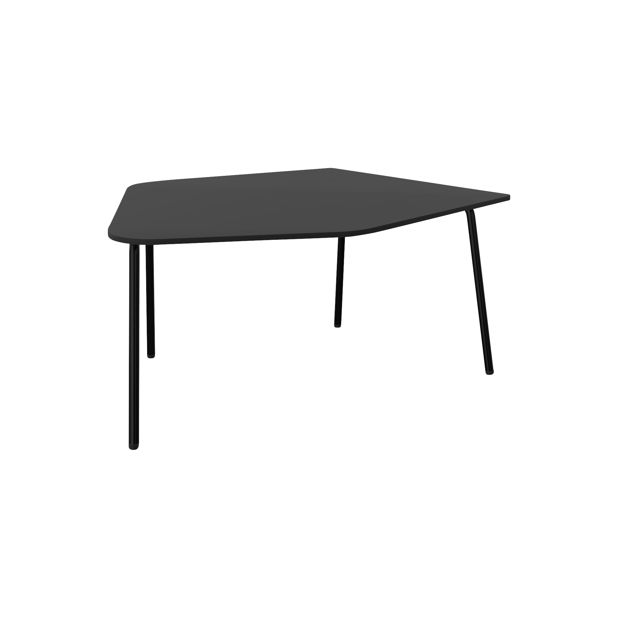 A black table with black legs