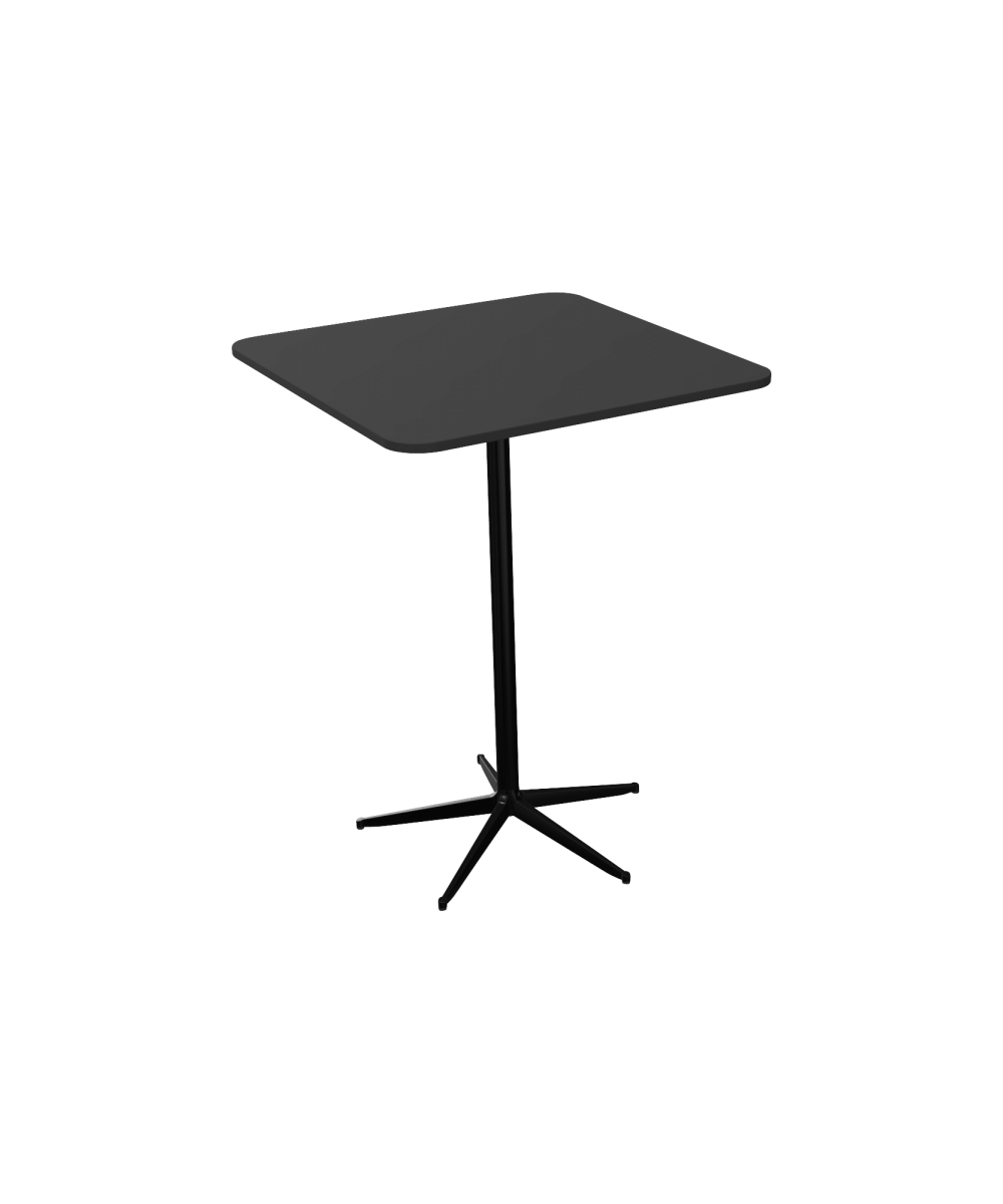 A black table with black pedestal leg