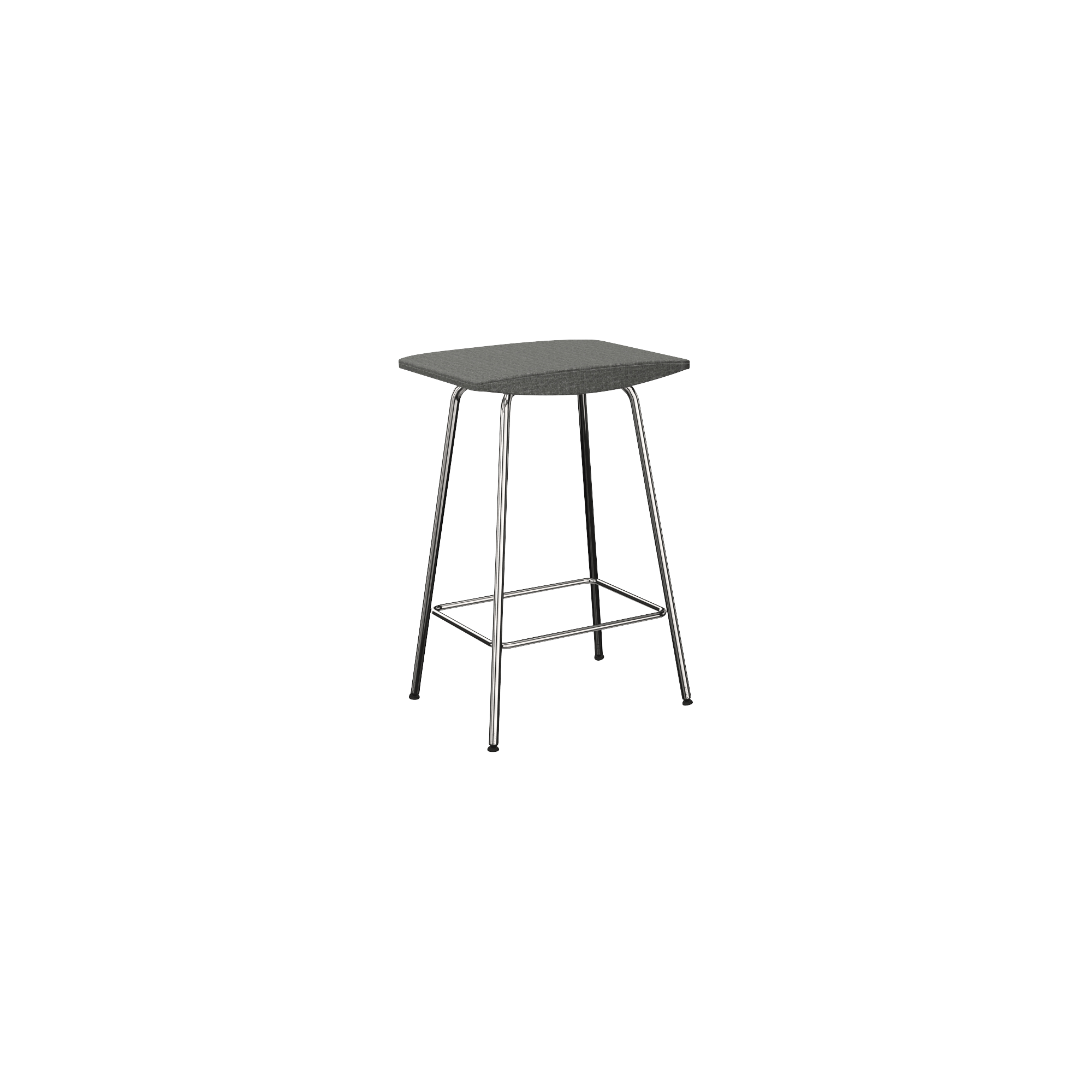 stool with grey seat and metal legs