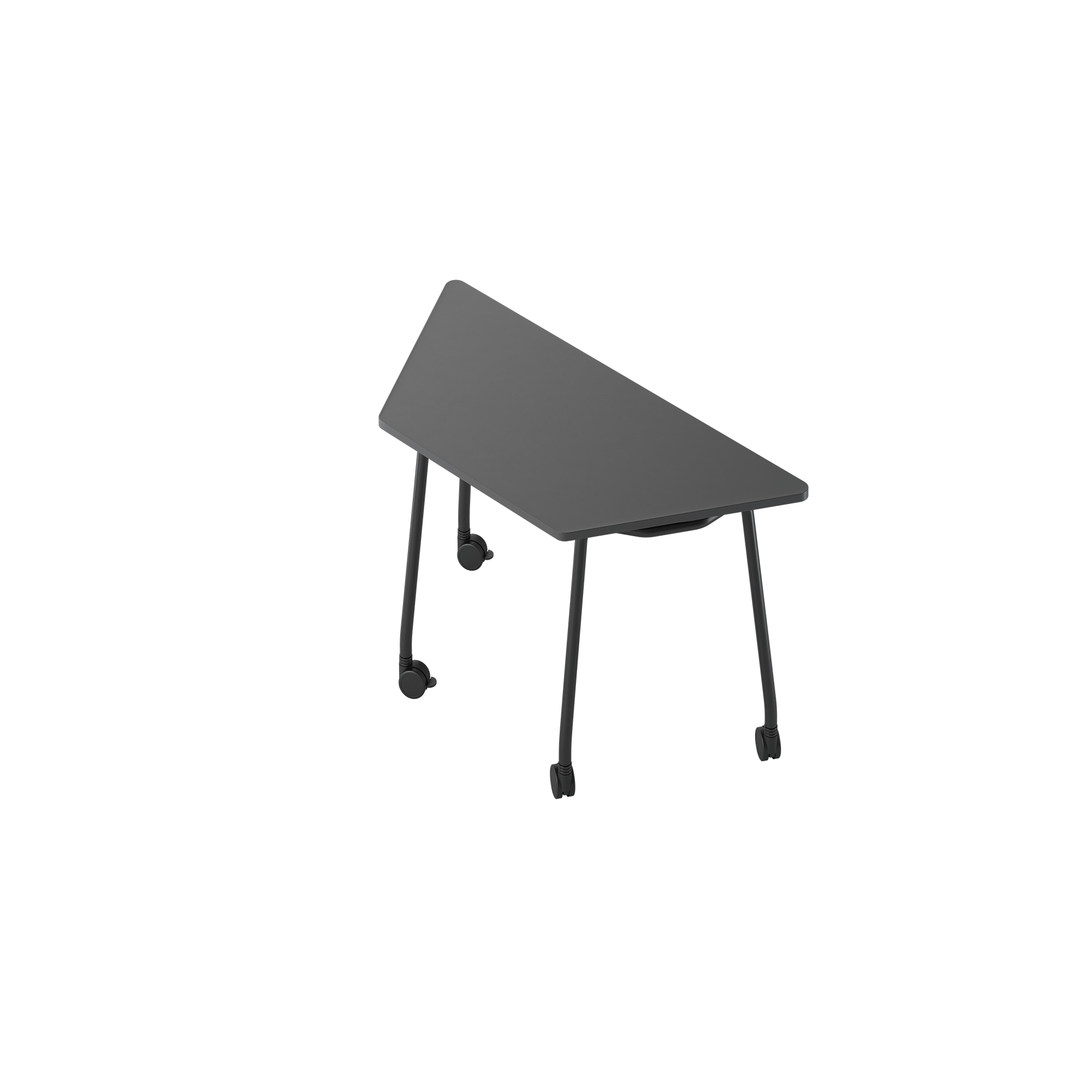 A black triangle table with legs