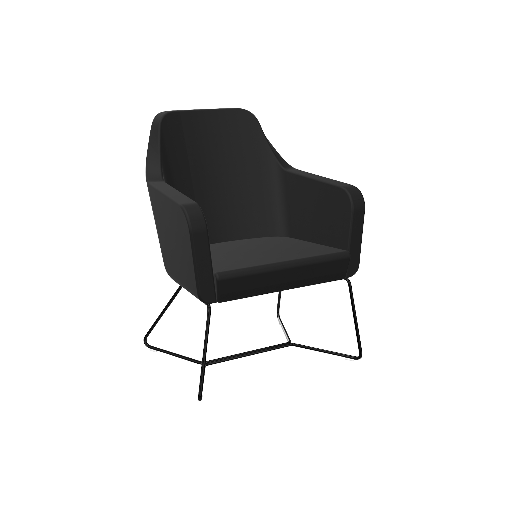 Black upholstered seat with single black leg