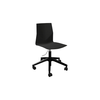 Black adjustable height office desk chair with pedestal leg and wheels
