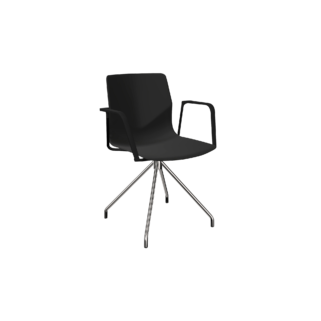 A black office desk chair with arms