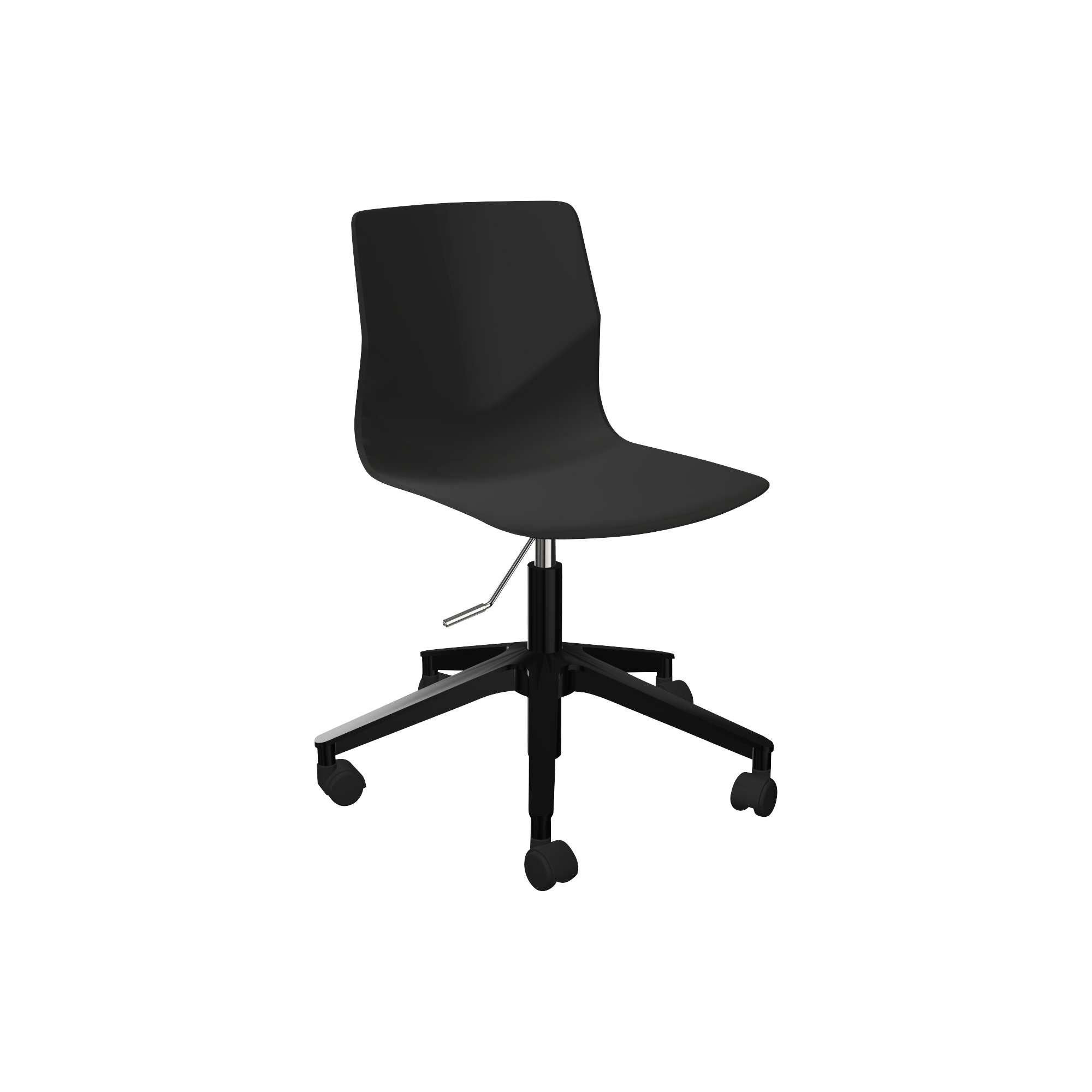 Black adjustable height office chair with wheels