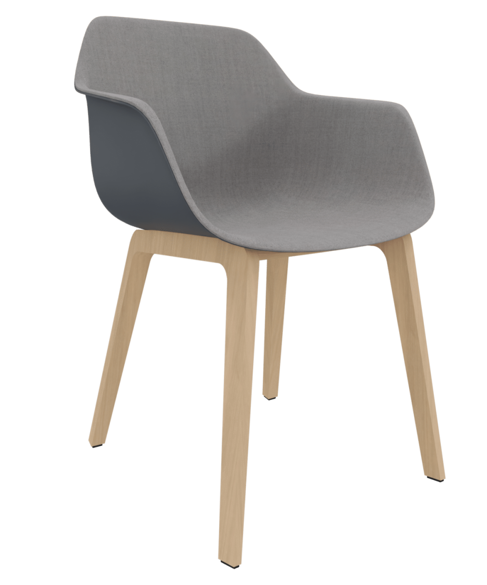 OCEE&FOUR - Chairs - Four Me 44 New sqaure Wooden Frame - Polypropylene Shell with Inner Upholstery