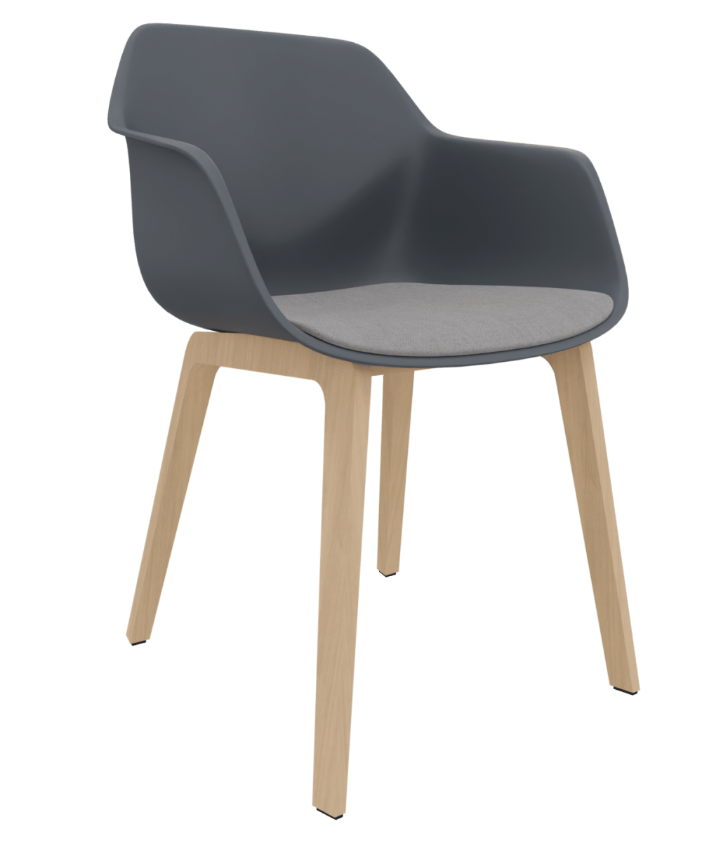 OCEE&FOUR - Chairs - Four Me 44 New sqaure Wooden Frame - Polypropylene Shell with Seatpad