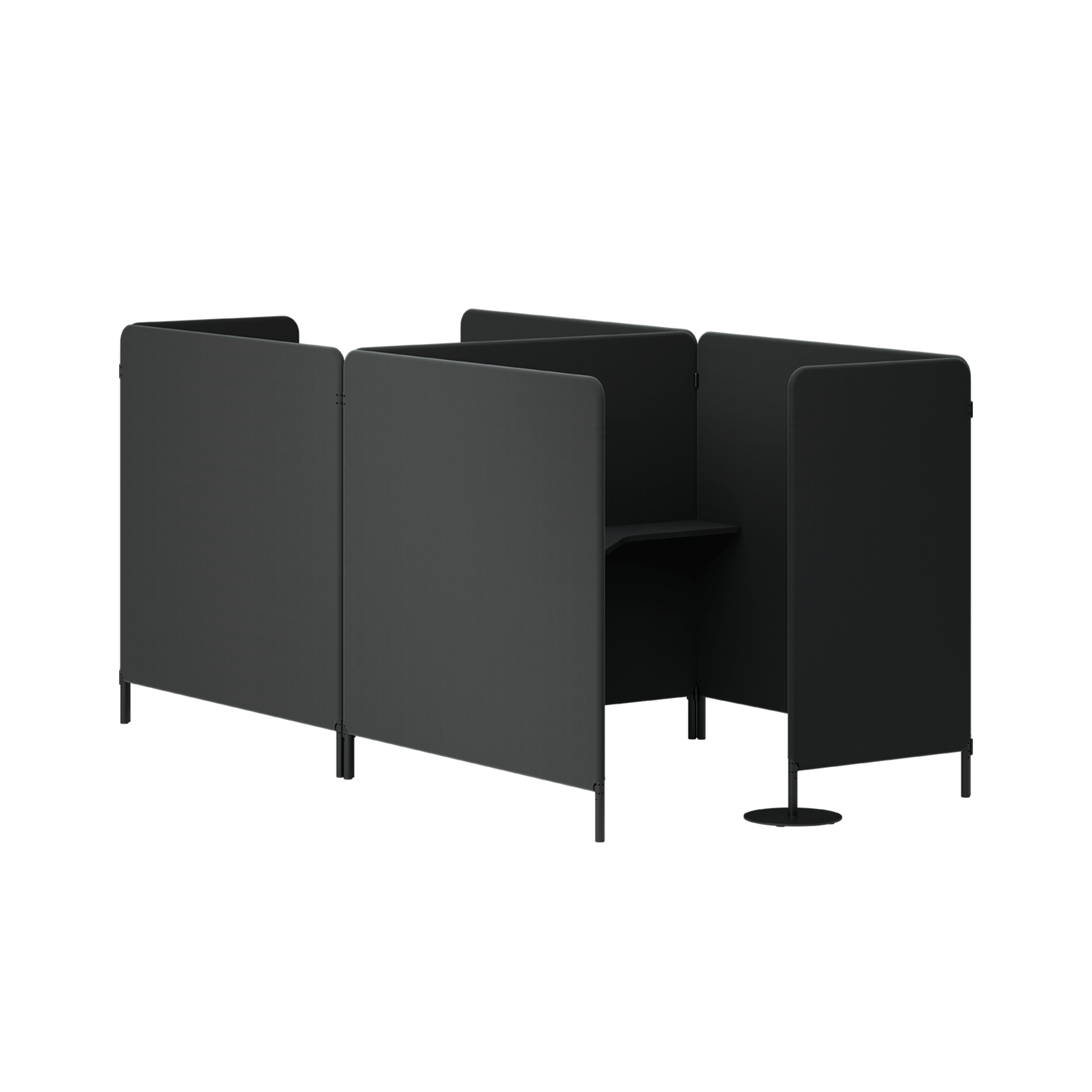 2 study booths with four side panels enclosing a desk