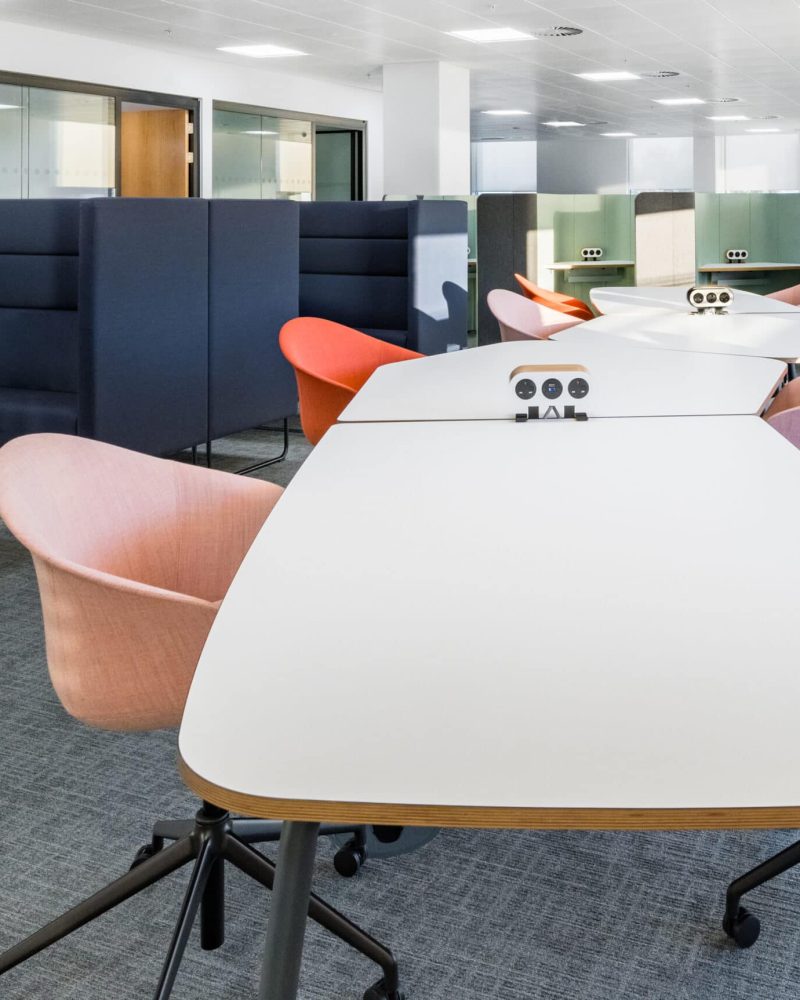 An office with Ocee and Four design office furniture with a large table and chairs in Crawley Council Town Hall.