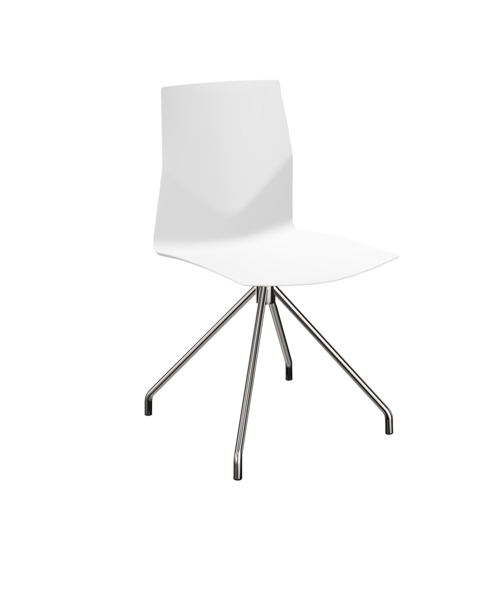 White chair with no arms and central quadripod leg