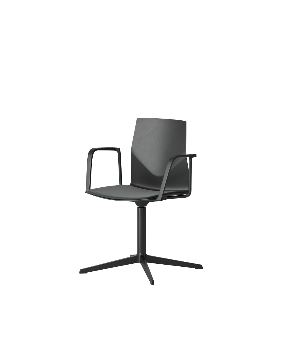 OCEE&FOUR – Chairs – FourCast 2 Evo – Plastic shell - Loop Armrest - Seat Pad - Aluminium Frame - Swivel Frame - Packshot Image 1