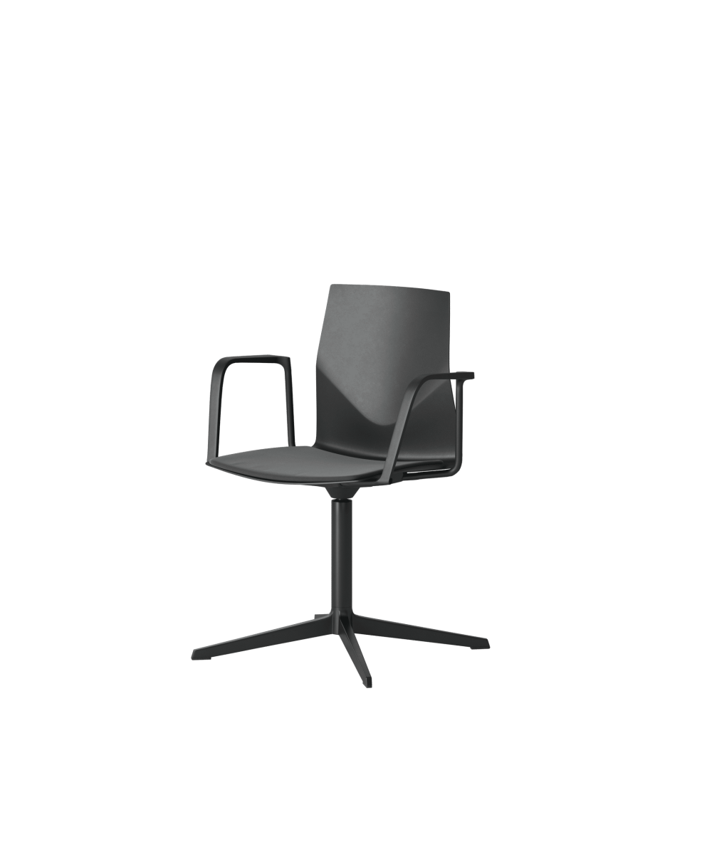 OCEE&FOUR – Chairs – FourCast 2 Evo – Plastic shell - Loop Armrest - Seat Pad - Aluminium Frame - Swivel Frame - Packshot Image 1