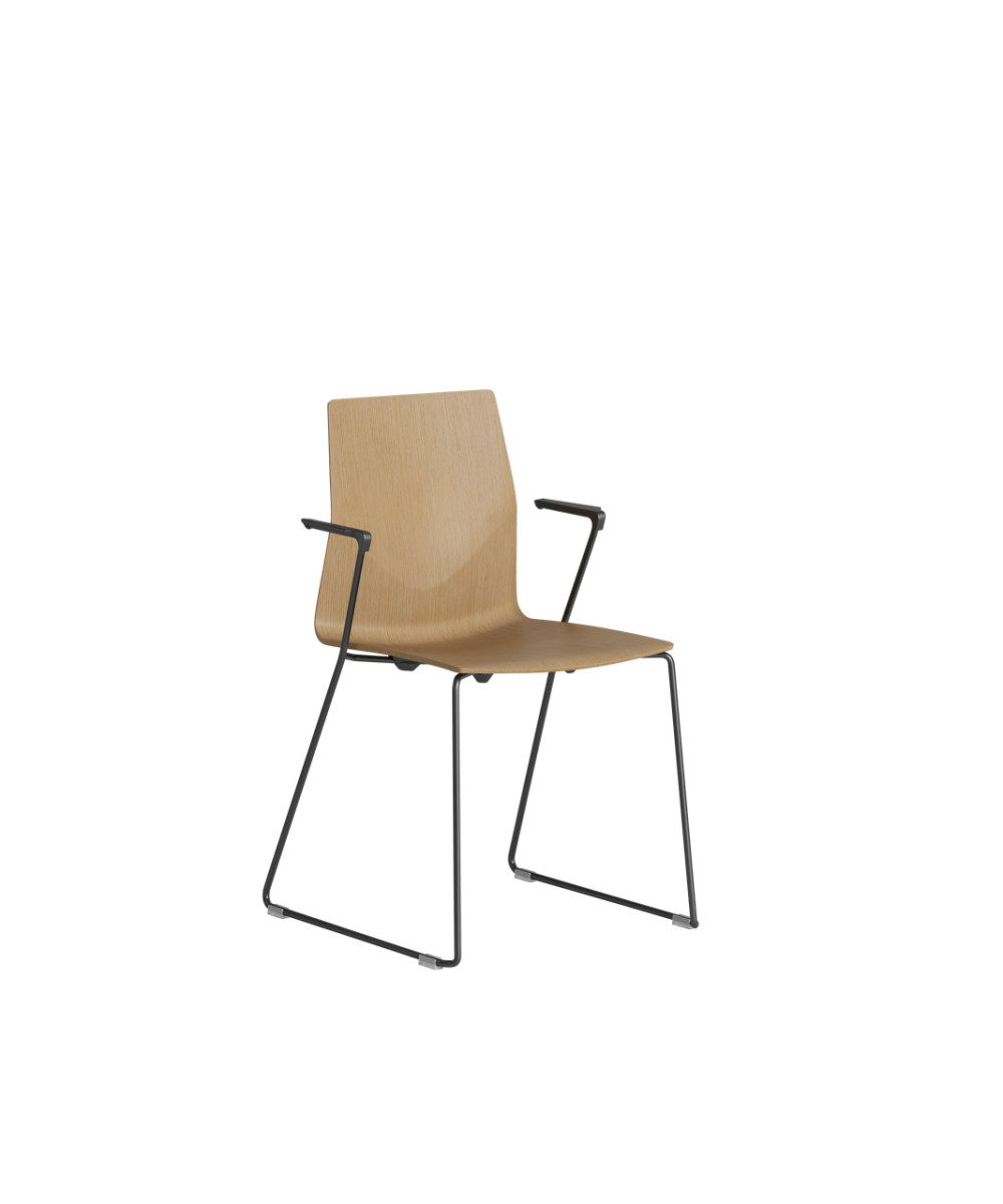 OCEE&FOUR – Chairs – FourCast 2 Line – Veneer shell - Armrest - Skid Frame - Packshot Image 4 Large