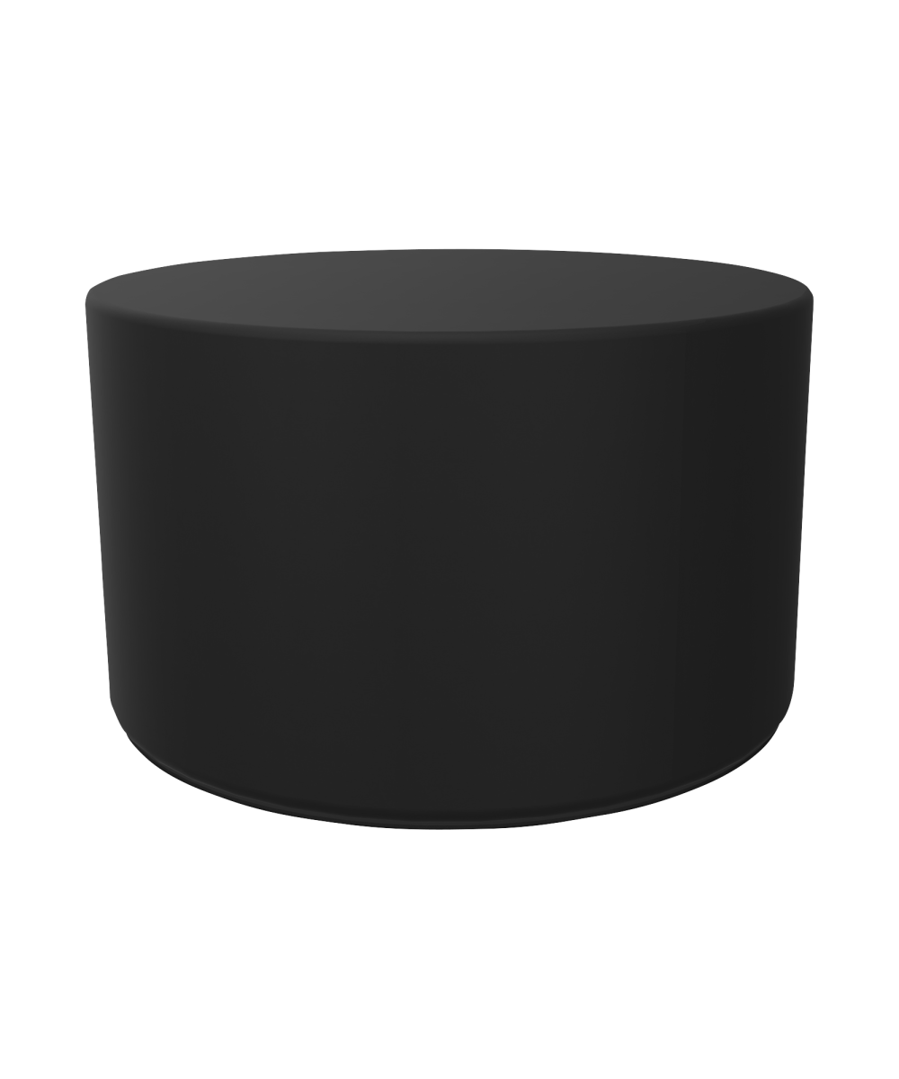 A black cylinder shaped ottomon