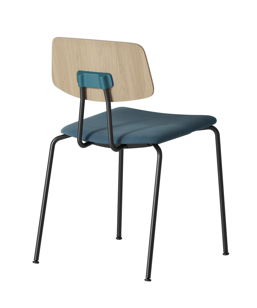 The Share Basic 50 chair with a black frame and a blue seat.